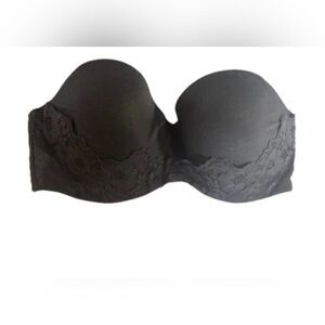 Victoria’s Secret Black Lace Strapless Bra 32DD